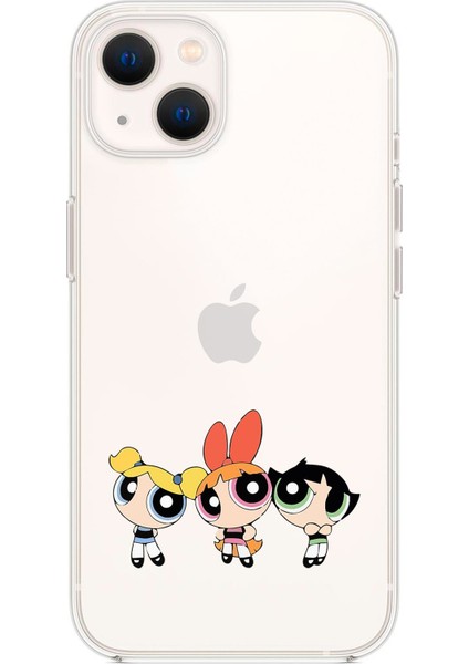 Apple iPhone 13 Powerpuff Girls Desenli Premium Silikonlu Şeffaf Telefon Kılıfı