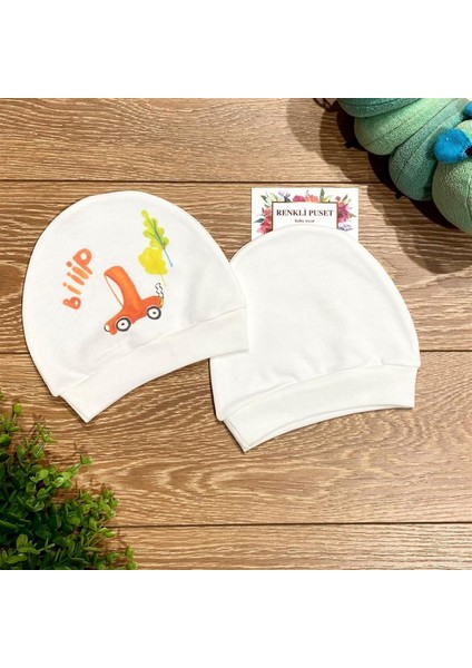 2'li Penye Bebek Şapka Bere Takım Araba