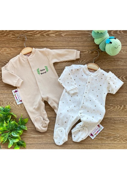 2'li Penye Bebek Tulum Takım Puan Pembe Kahverengi