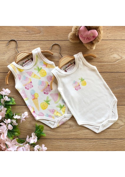 2'li Penye Bebek Askılı Body Zıbın Takım Cupcake