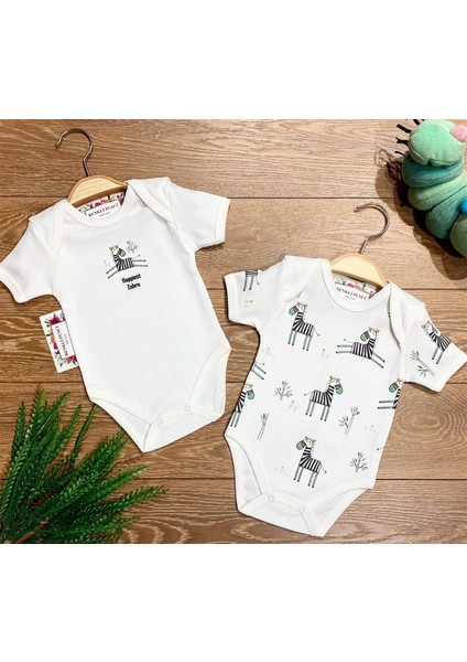 2'li Penye Bebek Kısa Kollu Body Zıbın Takım Zebra