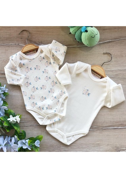 2'li Penye Bebek Uzun Kollu Body Zıbın Takım Balık
