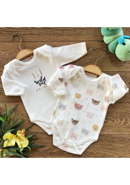 2'li Penye Bebek Uzun Kollu Body Zıbın Takım Ayı