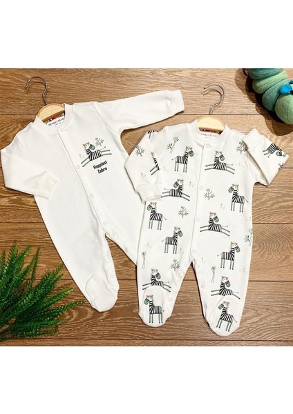 2'li Penye Bebek Tulum Takım Zebra