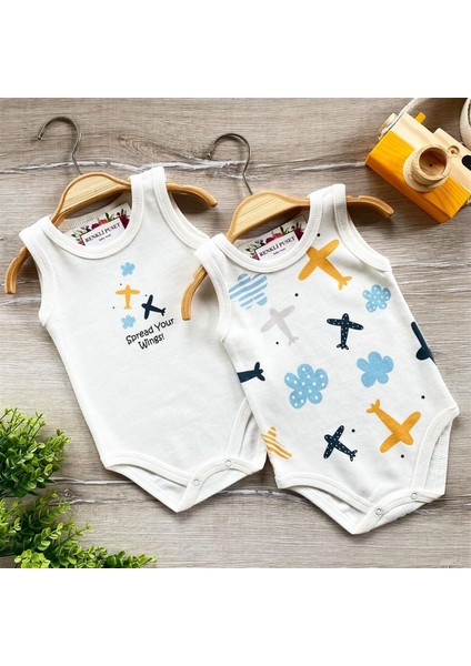 2'li Penye Bebek Askılı Body Zıbın Takım Uçak