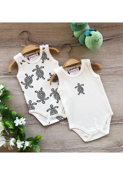 2'li Penye Bebek Askılı Body Zıbın Takım Kaplumbağa