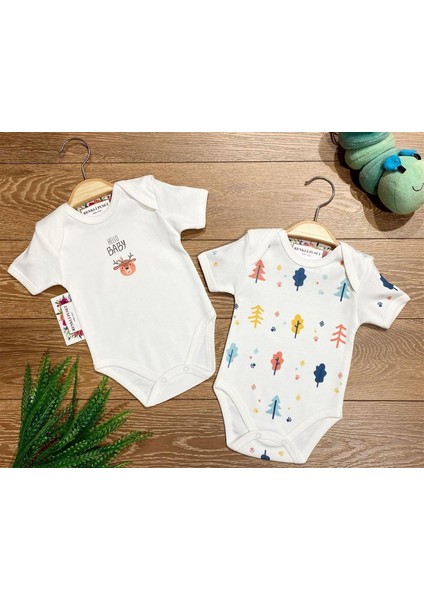 2'li Penye Bebek Kısa Kollu Body Zıbın Takım Çam Ağacı