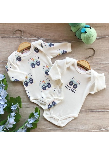 2'li Penye Bebek Uzun Kollu Body Zıbın Takım Araba
