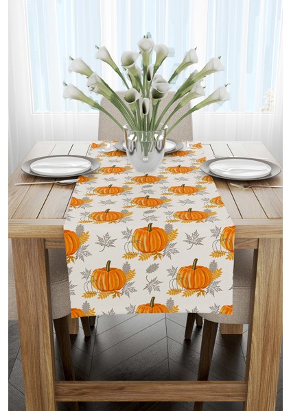 Turuncu Halloween Balkabağı Desenli Dijital Baskılı Runner CGH759-RN fiyatları