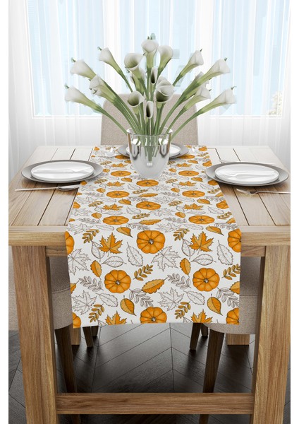 Turuncu Halloween Balkabağı Desenli Dijital Baskılı Runner CGH760-RN fiyatları