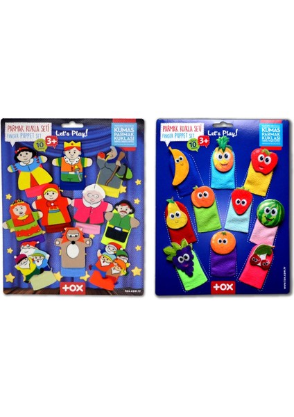 2 Set - 20 Parça Tox Masal Kahramanları ve Meyveler Parmak Kukla T105 T225
