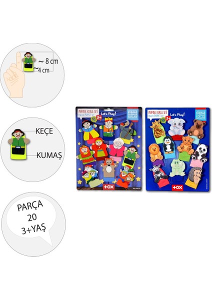 2 Set - 20 Parça Tox Masal Kahramanları ve Vahşi Hayvanlar Parmak Kukla T78-2 T225