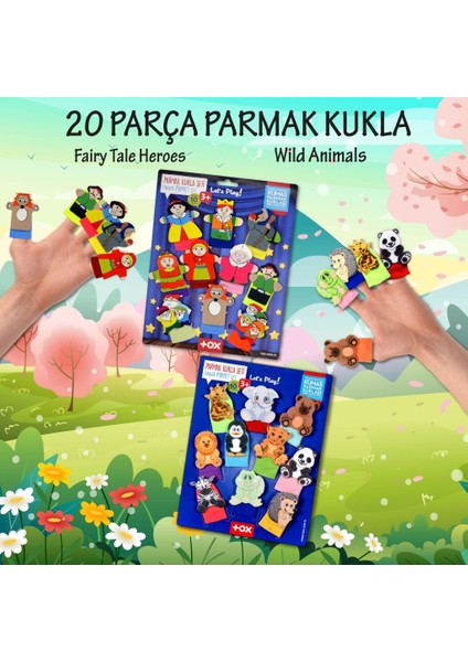 2 Set - 20 Parça Tox Masal Kahramanları ve Vahşi Hayvanlar Parmak Kukla T78-2 T225
