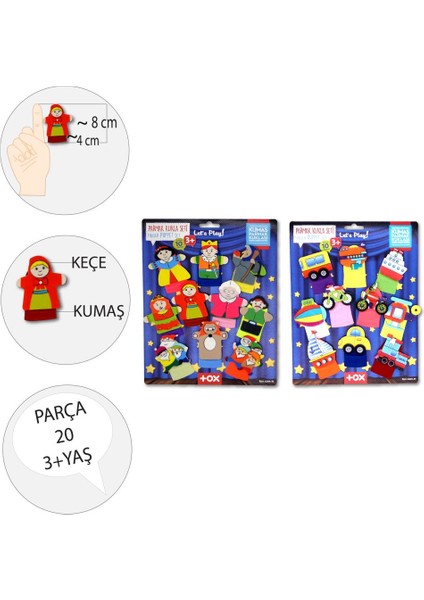 2 Set - 20 Parça Tox Masal Kahramanları ve Taşıtlar Parmak Kukla T181 T225