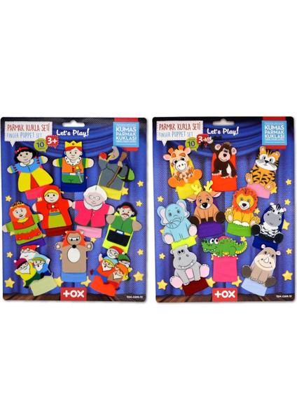 2 Set - 20 Parça Tox Masal Kahramanları ve Safari Hayvanları Parmak Kukla T223 T225