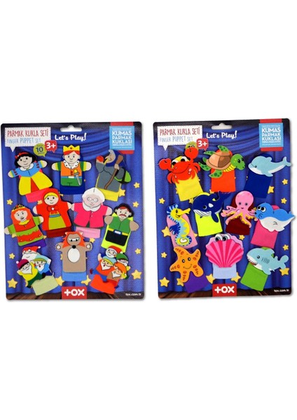 2 Set - 20 Parça Tox Masal Kahramanları ve Deniz Canlıları Parmak Kukla T221 T225
