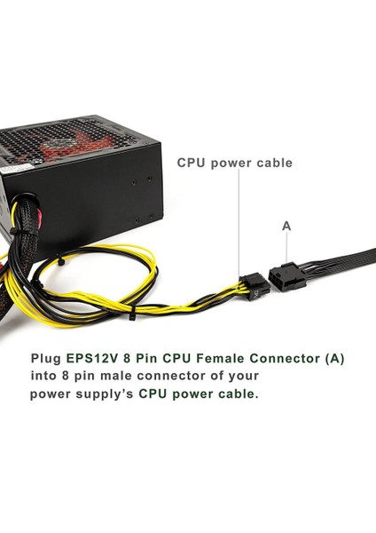 8 Pin To 8+4 Pin Cpu Kablo Çevirici