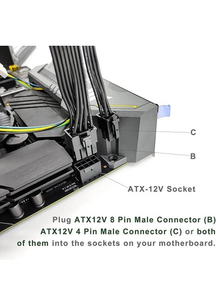 8 Pin To 8+4 Pin Cpu Kablo Çevirici