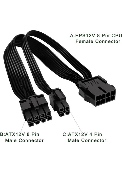 8 Pin To 8+4 Pin Cpu Kablo Çevirici
