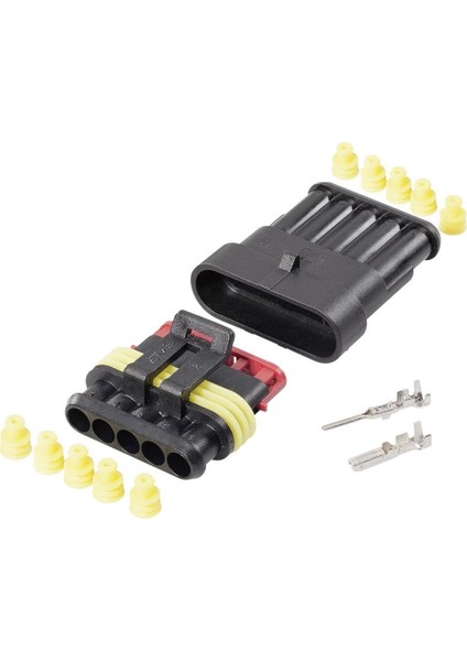 5 Pin Süperseal Su Geçirmez Araç Konnektörü Dişi-Erkek 15 mm