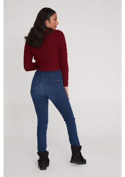 Slim Fit Likralı Hamile Jean Orta Mavi Pantolon 1025 modelleri