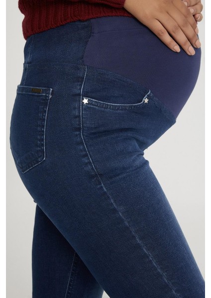 Slim Fit Likralı Hamile Jean Orta Mavi Pantolon 1025 indirimleri