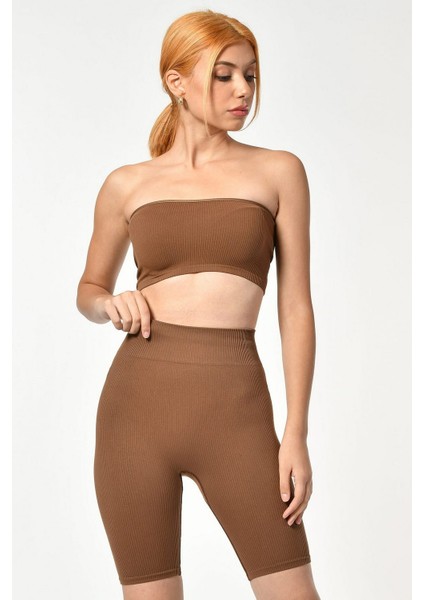 Yüksek Bel Biker Şort - Kahverengi Kahverengi - M/l fiyatları