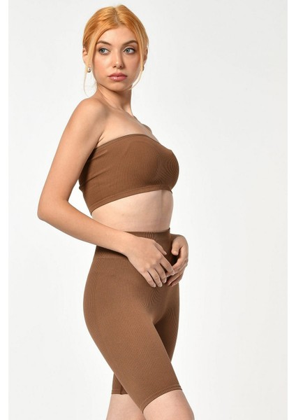 Yüksek Bel Biker Şort - Kahverengi Kahverengi - M/l fırsatları