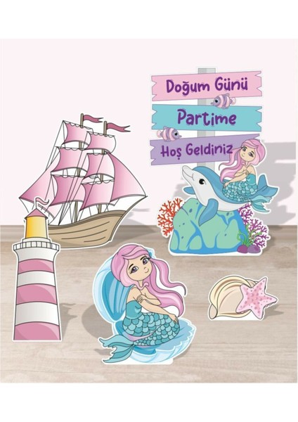 Deniz Kızı Ayaklı Pano Seti Doğum Günü Süsü