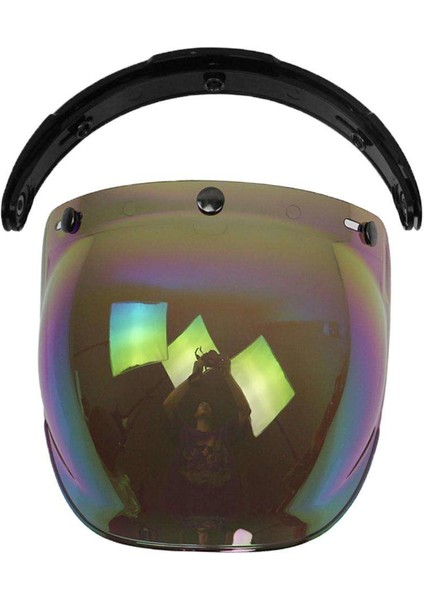 Retro Motosiklet Kask Vizör Kabarcık 3 Yapış Yüksek Mukavemetli Pc Lens - Renkli (Yurt Dışından)