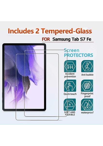 2'li Samsung Galaxy Tab S7 Fe 12.4'' 9h Sertlik Temperli Cam Ekran Koruyucu (Yurt Dışından)