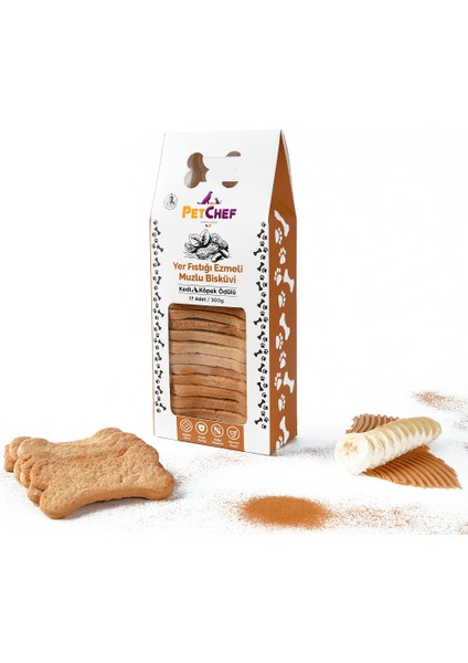 Petchef Köpek Yer Fıstıklı & Muzlu Ödül Bisküvisi (230 Gr)