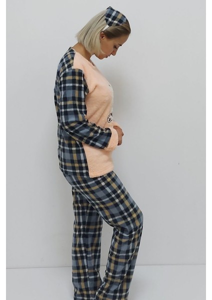 Panda Desenli Pijama Takımı Pudra
