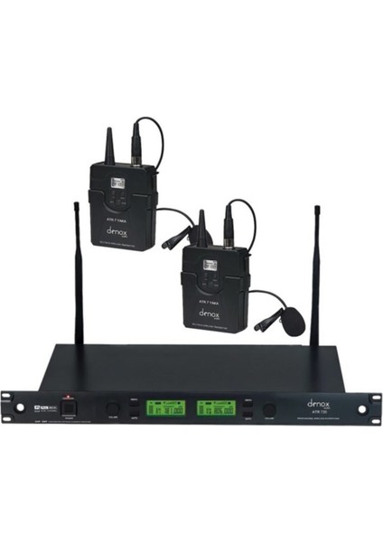 Denox ATR-720 Yaka Uhf Band Çift Yaka Tipi Telsiz Mikrofon Seti