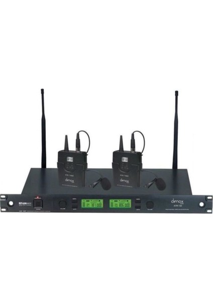 Denox ATR-720 Yaka Uhf Band Çift Yaka Tipi Telsiz Mikrofon Seti