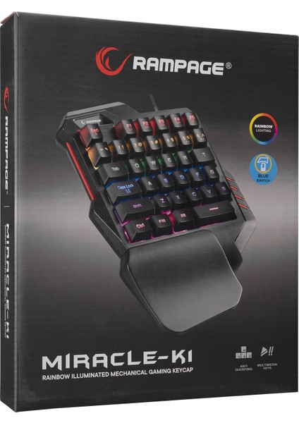 Miracle K1 Led Işıklı Blue Switch Mekanik Mini Gaming Oyuncu Klavye