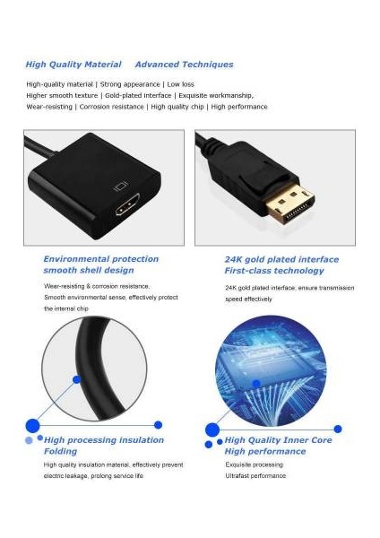 Boblov Dp Display Port To HDMI Çevirici Dısplay HDMI Adaptör