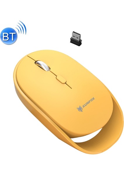 1600 Dpı 6-Tuşları Şarj Sessiz Kablosuz Fare 2.4g + Bluetooth Sarı