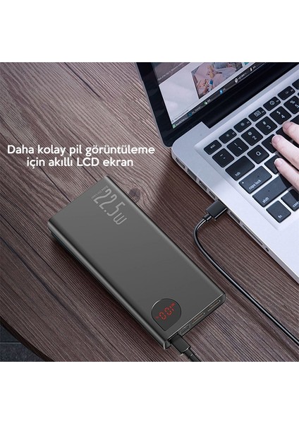 Adaman 20000 Mah 22.5W Hızlı Şarj Power Bank 2 USB 1 USB Type C