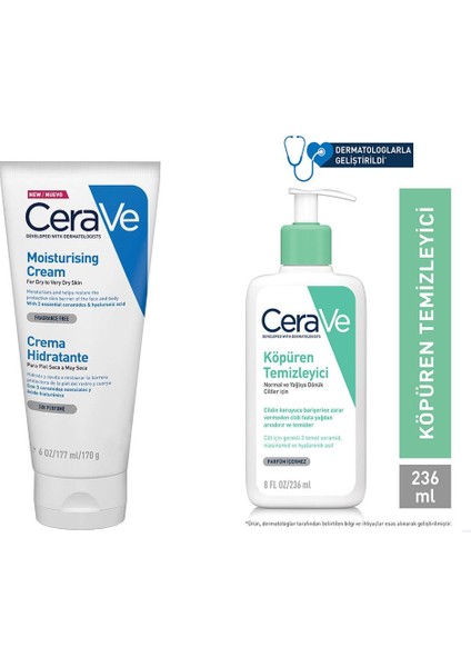 Cerave Köpüren Temizleyici 236 ml + Cerave Moustring Cream 177 ml