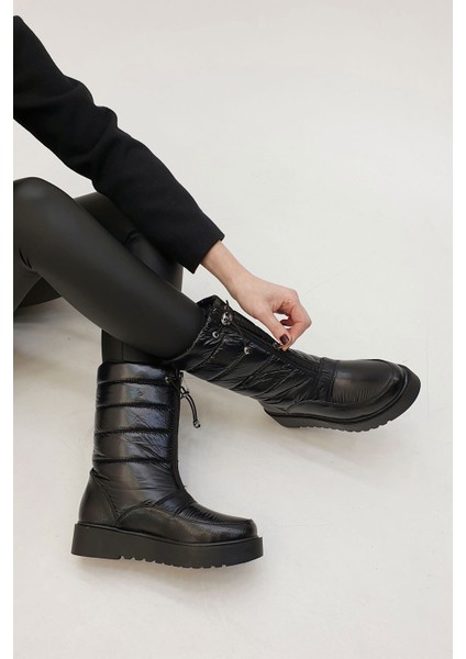 Kadın Siyah Rugan Kar Botu