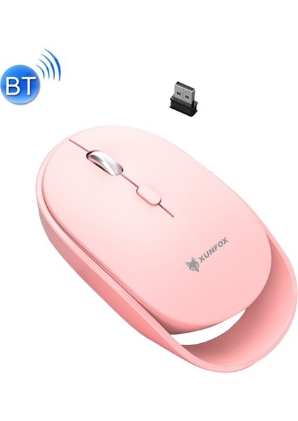 1600 Dpı 6-Tuşları Şarj Sessiz Kablosuz Fare 2.4g + Bluetooth Pembe