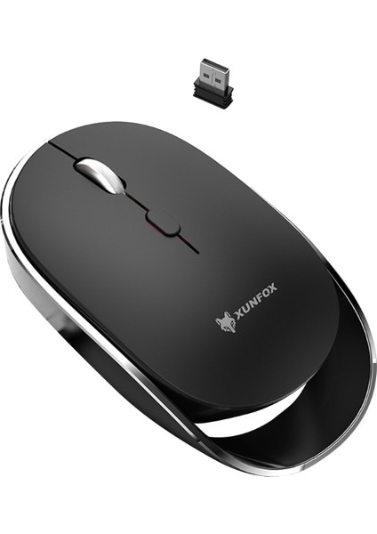 1600 Dpı 6-Tuşları Şarj Sessiz Kablosuz Fare 2.4g Kablosuz Siyah(Yurt Dışından)