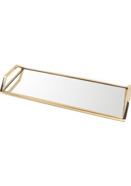 Gold Dikdörtgen Aynalı Tepsi 50X20 cm