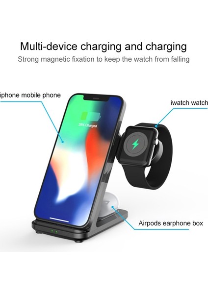 XYS-X20 3 In 1 15W Ayrılabilir Çok Fonksiyonlu Kablosuz Şarj Istasyonu Siyah (Yurt Dışından) fırsatları