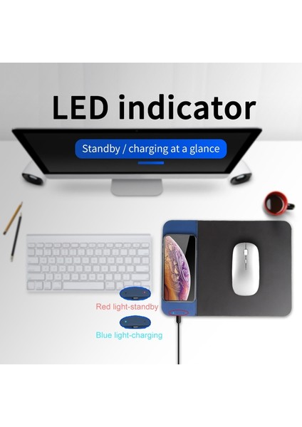 10W Aydınlatma Kablosuz Şarj Kauçuk Mouse Pad Gri (Yurt Dışından) indirimleri