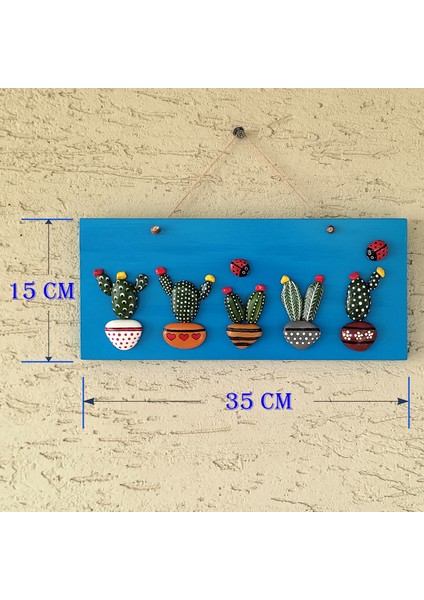 Taş Boyama Tablo Kaktüs Duvar Süsü, Renkli Yapay Kaktüsler, Duvar Dekoru