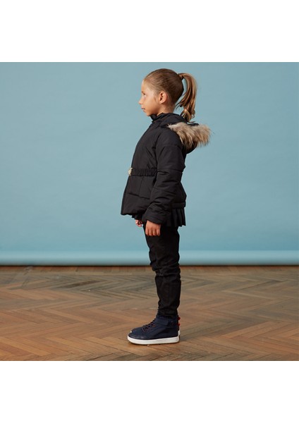 Bebe Pileli Siyah Kız Anorak