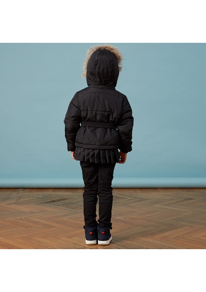 Bebe Pileli Siyah Kız Anorak