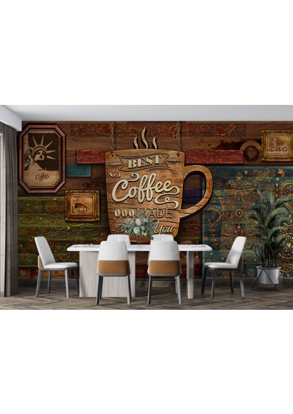 Kahve Dükkanı Için 3D Duvar Kağıdı